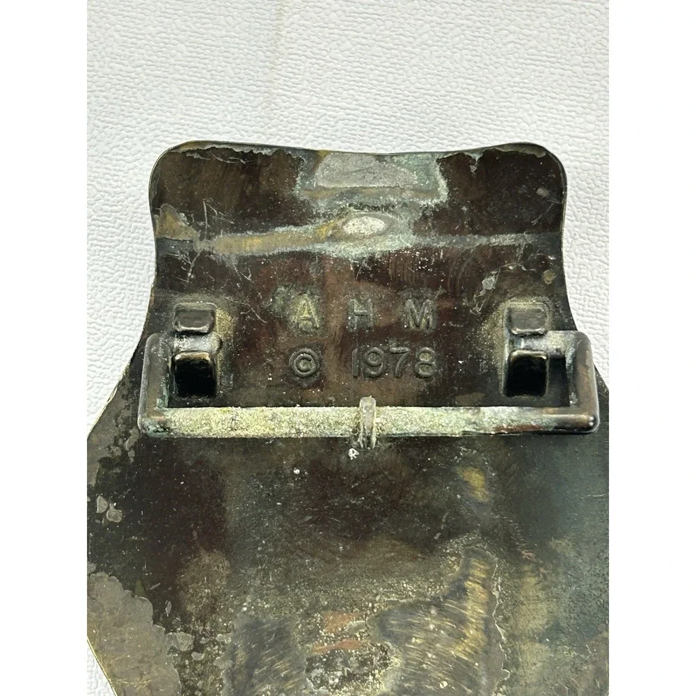 Vintage 1978 AHM Goldwing Eagle Belt Buckle Brass Tone Motorcycle Biker USA